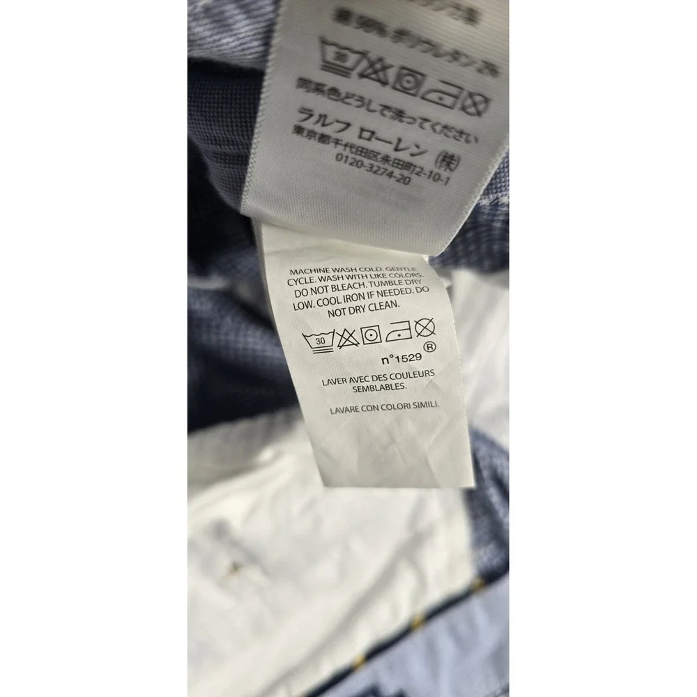 Polo Ralph Lauren Shorts Men 30 (32) Blue White Check Stretch Classic Flesh Pony